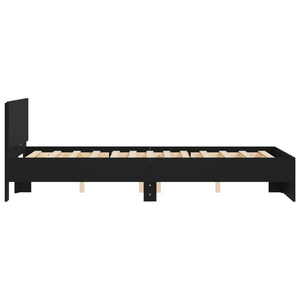 vidaXL Bed Frame with Headboard Black 120x190 cm