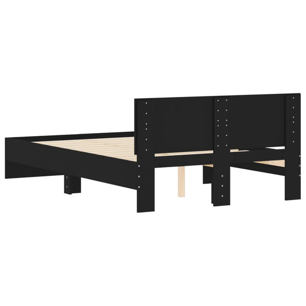 vidaXL Bed Frame with Headboard Black 120x190 cm