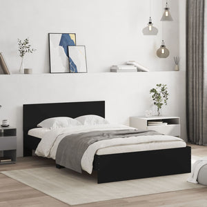 vidaXL Bed Frame with Headboard Black 120x190 cm