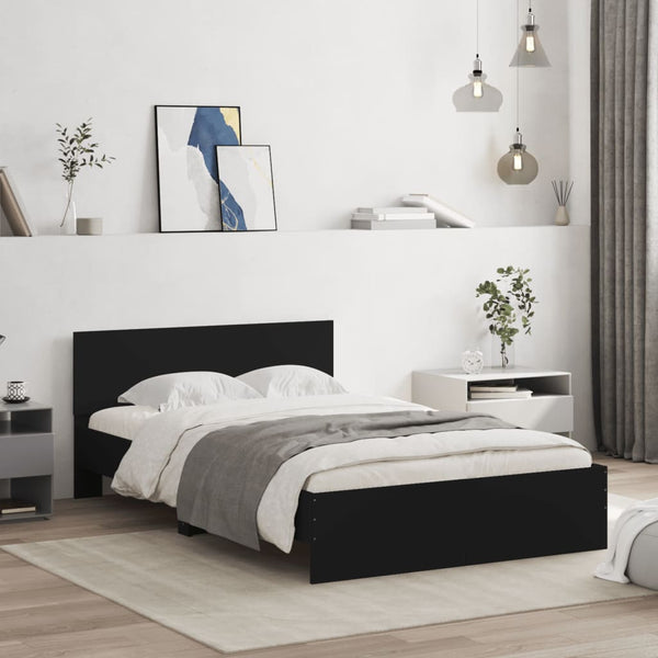 vidaXL Bed Frame with Headboard Black 120x190 cm
