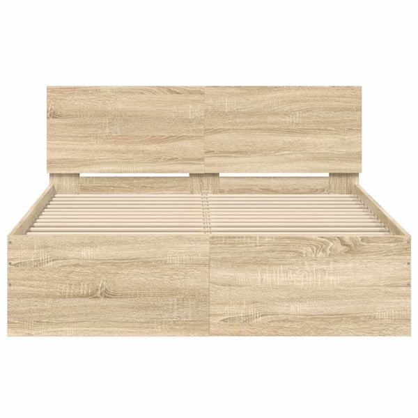 vidaXL Bed Frame with Headboard Sonoma Oak 120x190 cm