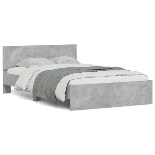 vidaXL Bed Frame with Headboard Concrete Gray 120x190 cm