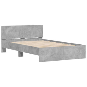 vidaXL Bed Frame with Headboard Concrete Gray 120x190 cm