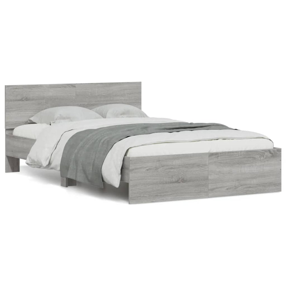 vidaXL Bed Frame with Headboard Gray Sonoma 120x190 cm