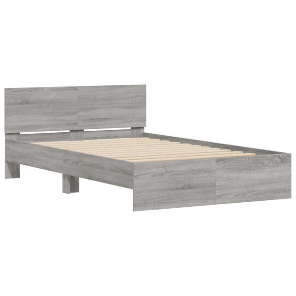 vidaXL Bed Frame with Headboard Gray Sonoma 120x190 cm
