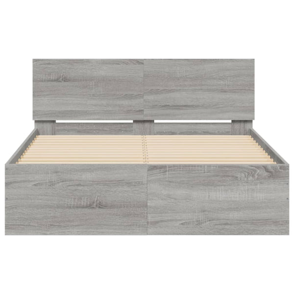 vidaXL Bed Frame with Headboard Gray Sonoma 120x190 cm