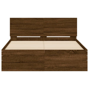 vidaXL Bed Frame with Headboard Brown Oak-Look 120x190 cm