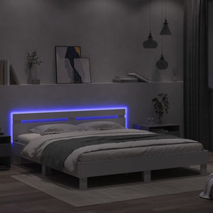 vidaXL Bed Frame with Headboard and LED White 200x200 cm