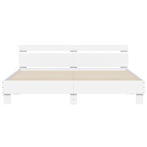 vidaXL Bed Frame with Headboard and LED White 200x200 cm