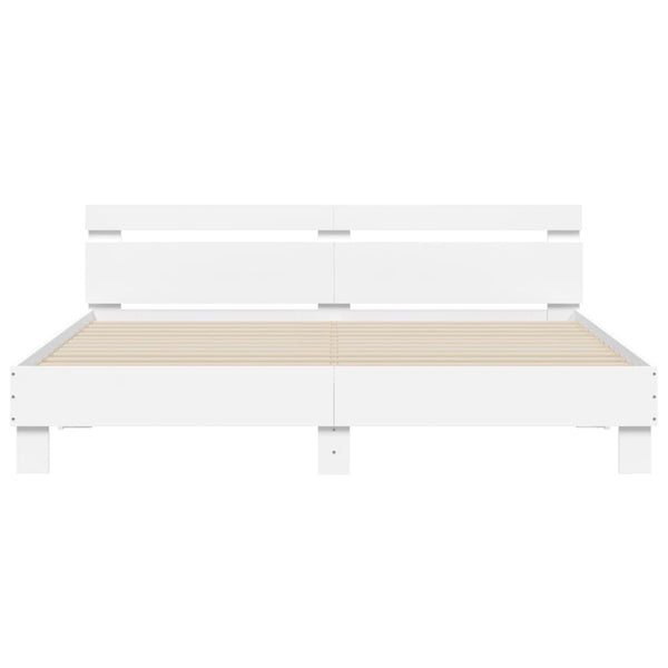 vidaXL Bed Frame with Headboard and LED White 200x200 cm