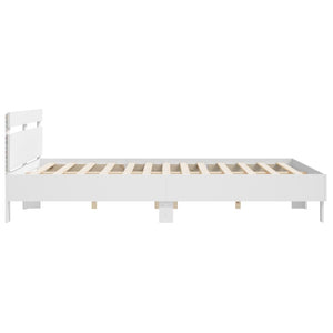 vidaXL Bed Frame with Headboard and LED White 200x200 cm