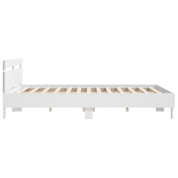 vidaXL Bed Frame with Headboard and LED White 200x200 cm