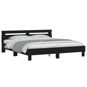 vidaXL Bed Frame with Headboard and LED Lighting Black 200x200 cm
