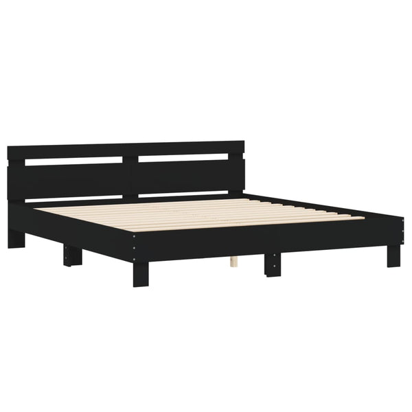 vidaXL Bed Frame with Headboard and LED Lighting Black 200x200 cm