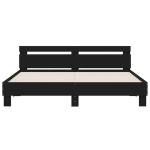 vidaXL Bed Frame with Headboard and LED Lighting Black 200x200 cm