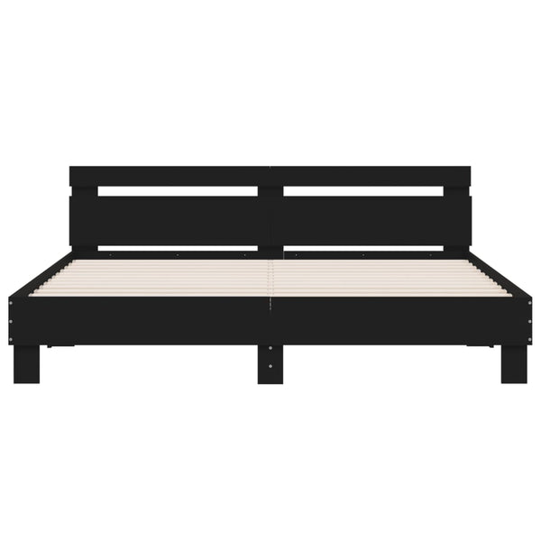 vidaXL Bed Frame with Headboard and LED Lighting Black 200x200 cm