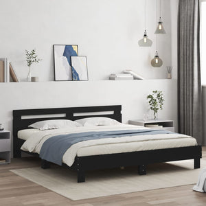 vidaXL Bed Frame with Headboard and LED Lighting Black 200x200 cm