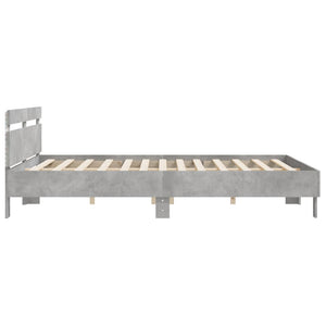 vidaXL Bed Frame with Headboard and LED Lighting Concrete Grey