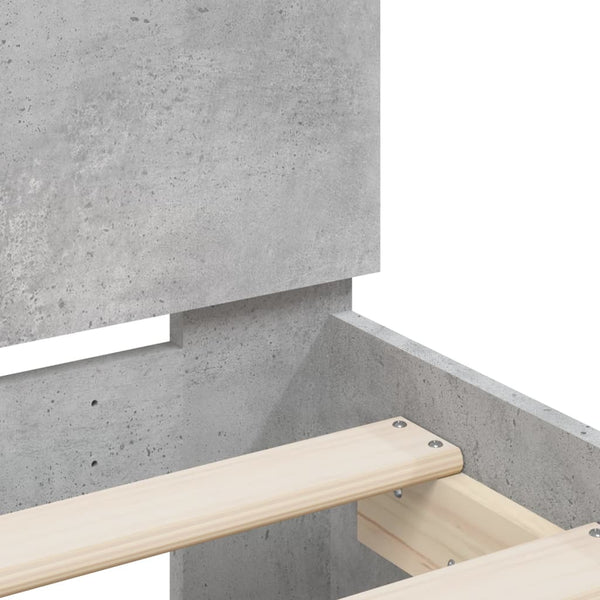 vidaXL Bed Frame with Headboard and LED Lighting Concrete Grey