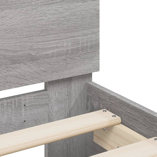 vidaXL Bed Frame with Headboard and LED Light Grey Sonoma