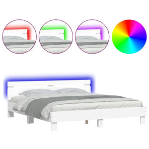 vidaXL Bed Frame with Headboard and LED Light White 180x200 cm