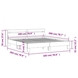 vidaXL Bed Frame with Headboard and LED Light White 180x200 cm