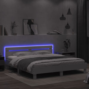 vidaXL Bed Frame with Headboard and LED Light White 180x200 cm