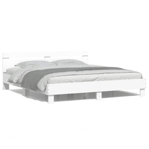 vidaXL Bed Frame with Headboard and LED Light White 180x200 cm