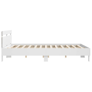 vidaXL Bed Frame with Headboard and LED Light White 180x200 cm