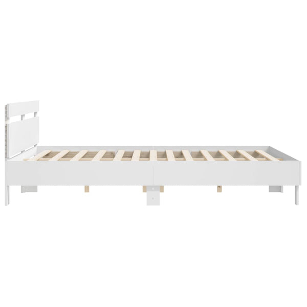 vidaXL Bed Frame with Headboard and LED Light White 180x200 cm