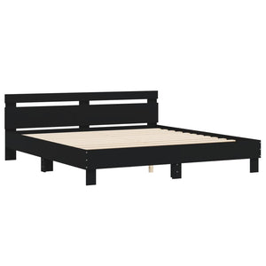 vidaXL Bed Frame with Headboard and LED Black 180x200 cm