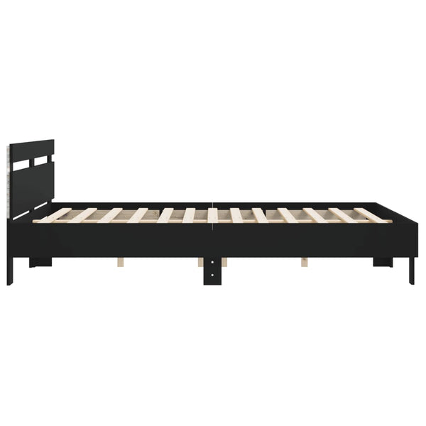vidaXL Bed Frame with Headboard and LED Black 180x200 cm