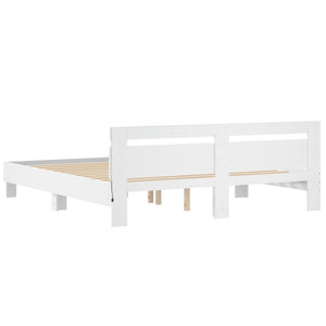 vidaXL Bed Frame with Headboard and LED White 160x200 cm