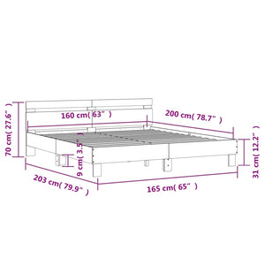 vidaXL Bed Frame with Headboard and LED Black 160x200 cm
