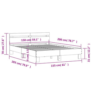 vidaXL LED Bed Frame without Mattress Black 150x200 cm