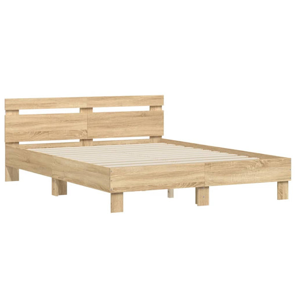 vidaXL Bed Frame with Headboard LED Lighting Sonoma Oak 150x200cm