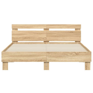 vidaXL Bed Frame with Headboard LED Lighting Sonoma Oak 150x200cm