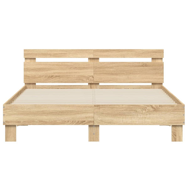 vidaXL Bed Frame with Headboard LED Lighting Sonoma Oak 150x200cm