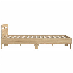 vidaXL Bed Frame with Headboard LED Lighting Sonoma Oak 150x200cm