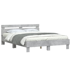 vidaXL Bed Frame with Headboard LED Lighting Concrete Grey 150x200 cm