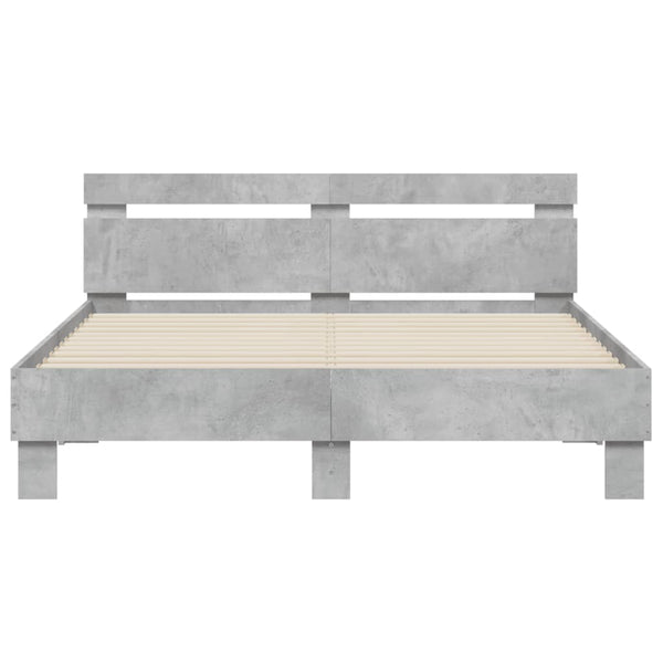 vidaXL Bed Frame with Headboard LED Lighting Concrete Grey 150x200 cm