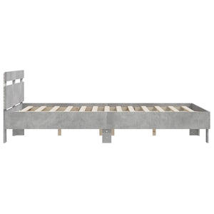 vidaXL Bed Frame with Headboard LED Lighting Concrete Grey 150x200 cm