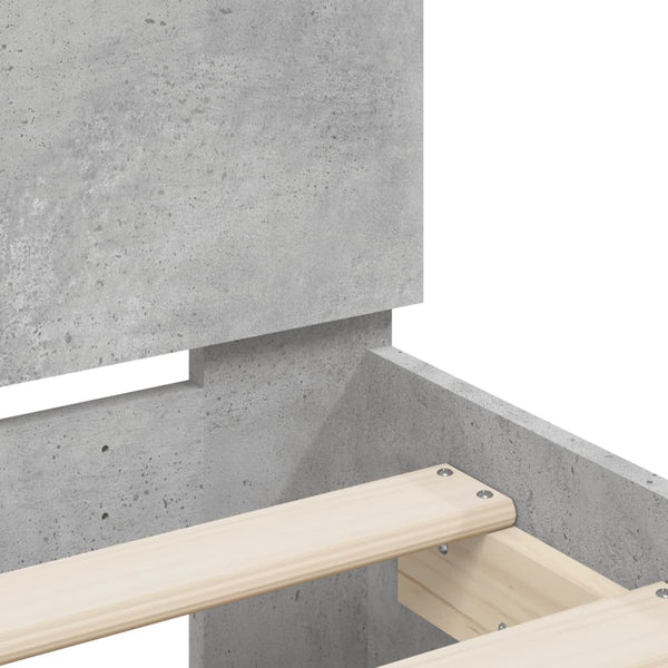 vidaXL Bed Frame with Headboard LED Lighting Concrete Grey 150x200 cm