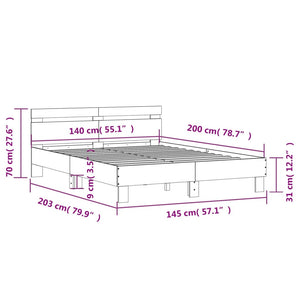 vidaXL Bed Frame with Headboard LED Lighting White 140x200 cm