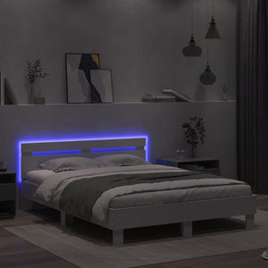 vidaXL Bed Frame with Headboard LED Lighting White 140x200 cm