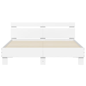 vidaXL Bed Frame with Headboard LED Lighting White 140x200 cm