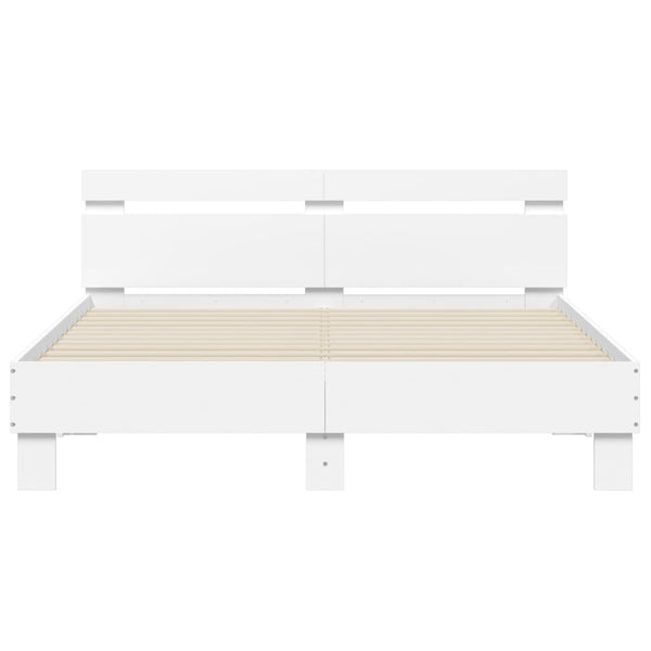 vidaXL Bed Frame with Headboard LED Lighting White 140x200 cm