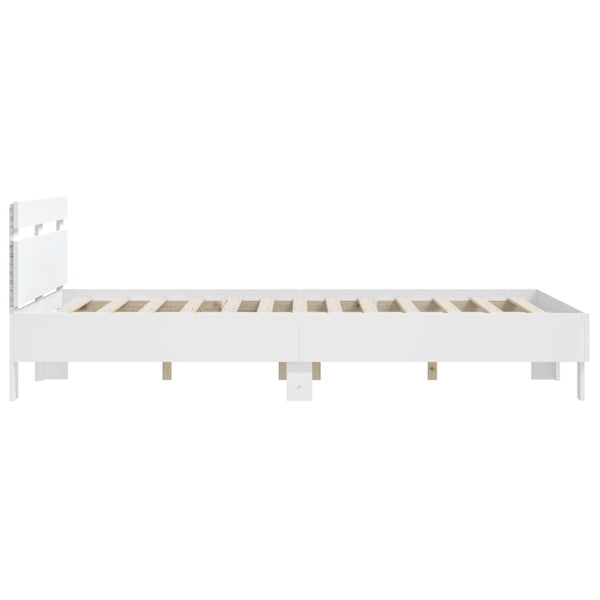 vidaXL Bed Frame with Headboard LED Lighting White 140x200 cm