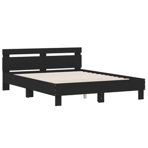 vidaXL Bed Frame with Headboard LED Light Black 140x200 cm