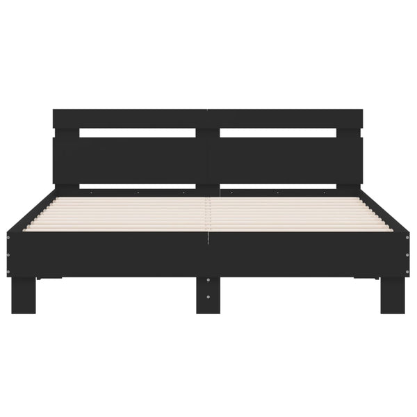 vidaXL Bed Frame with Headboard LED Light Black 140x200 cm
